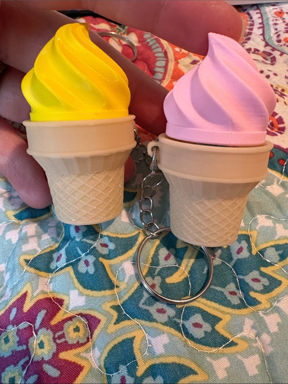 Ice Cream Cone Fidget Clicker Keychain